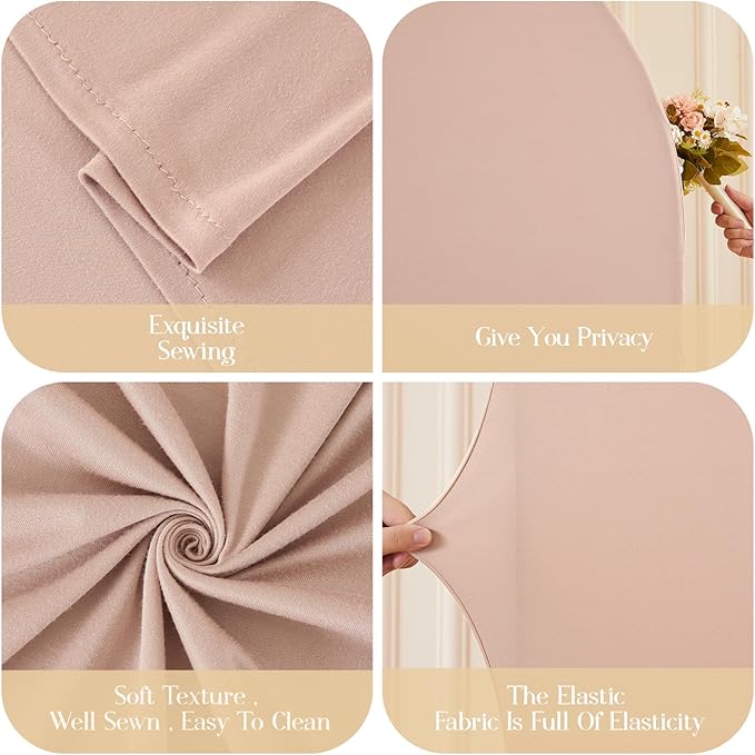 Boho Arch Backdrop Cover 8FT 7.2FT 6.6FT Stretchy Wedding Arch Covers Set of 3 Spandex Fitted Nude Champagne Cream Fabric Backdrop Cover for Party Baby Shower Birthday Decoration