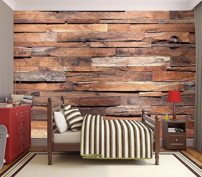 Cliouar-Timber Wood Wall Texture Background Mural Wallpaper Peel and Stick 160" x 114"