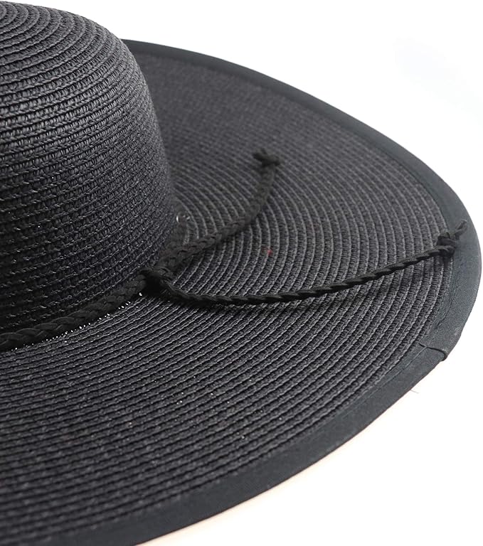 DRESHOW Beach Hats for Women Big Straw Wide Brim Summer Hat Floppy Foldable Roll up Cap Sun Hat UPF 50+