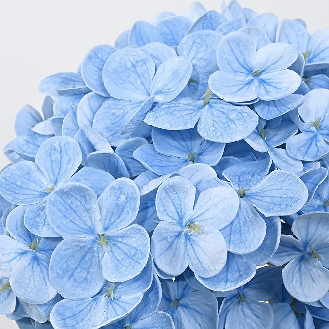 6 Pcs Blue Hydrangea Artificial Flowers, Latex Real Touch Hydrangea Flowers, 19.6'' Full Faux Hydrangea Flowers Fake Flowers for Home Decor Party Wedding Centerpiece Bouquet Floral Arrangements