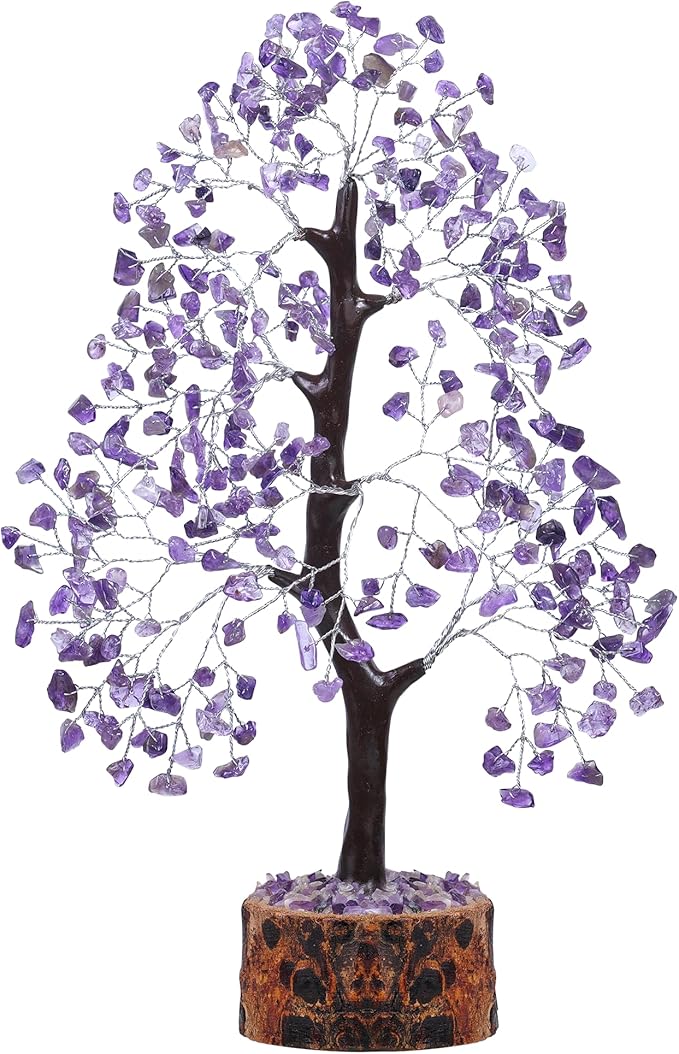 FASHIONZAADI Amethyst Crystal Tree - Chakra Crystals - Money Gem Tree - Purple Home Decor - Feng Shui Crystal - Chakra Crystals - Prosperity Stone - Gifts for Women