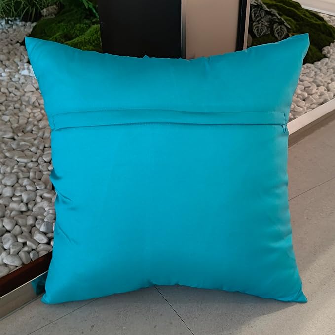 Bella's Giftshop 3D Sunflower Decorative Throw Pillow Covers for Bed Sofa Couch Car, Accent Floral Taffeta Cushion Cover, Handmade Pillow Cases Living Room Decor, 17x17 Inch-Teal/Turquoise