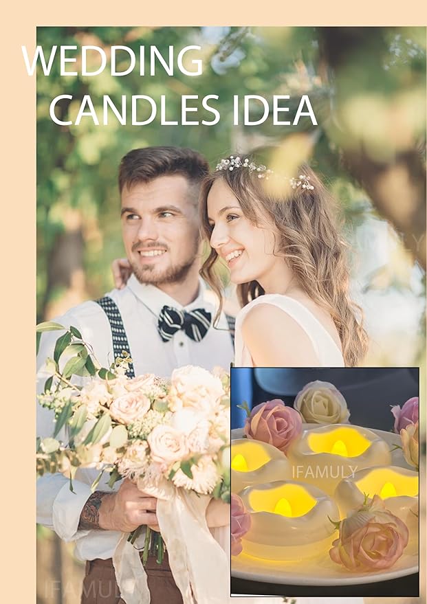 Floating Candles, 24 Packs 2.3 Inch Flameless LED Candle, 160+ Hour Battery Operated Waterproof Tealights for Wedding Centerpieces Marriage Proposals Pool Party Cylinder Vases Spa Christmas New Year