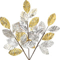 23.6” Christmas Tree Picks and Sprays 3Pcs Silver and Gold Artificial Magnolia Stems Magnolia Leaves Branches Fake Silver Leaf Floral for Vase DIY Xmas Tree Garland Wreath Centerpieces Wedding Decor