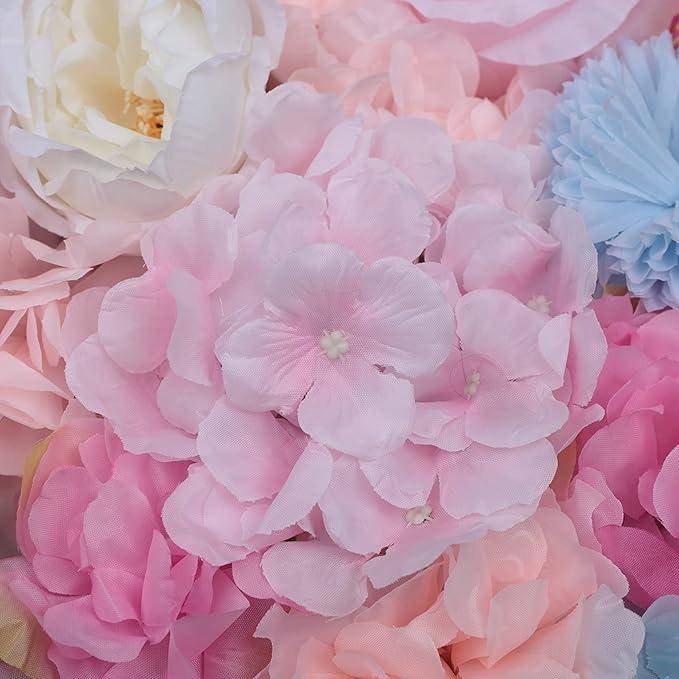 Gdrasuya10 6pcs Realistic Flower Wall Background Artificial Flowers Wall Backdrop Panel 3D Silk Rose Fake Flower Wall Panel Banquet Wedding Party Decor, Photography Background 60 x 40 cm