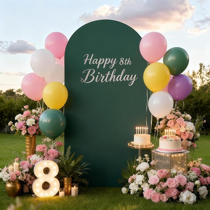 6.6FT Hunter Green Arch Cover - Polyester Fitted Wedding Arch Stand Covers Round Top Chiara Arch Backdrop Cover for Birthday Party Banquet Photo Background Decoration