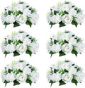 NUPTIO White Flower Centerpieces for Tables: 6 Pcs Artificial Flower Ball Arrangement for Wedding Party - 9.5 Inch Diameter Fake Floral Rose for Bridal Shower Decorations