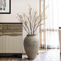 LuxenHome Rustic Ceramic Floor Vase, 17.7" Tall Terracotta Pot with Earthy Gray-Brown Finish, Vintage Pottery Large Vases for Decor Living Room, Farmhouse Flower Vase for Entry Way Table Home Decor
