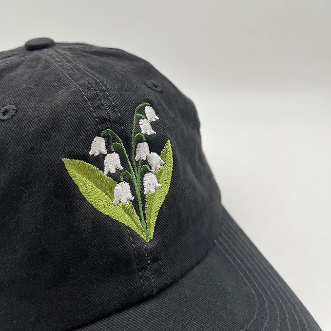 Cute Flower Hat, Elegant Floral Embroidered Adjustable Baseball Cap for Men Women, Gifts for Flower Lovers, Black