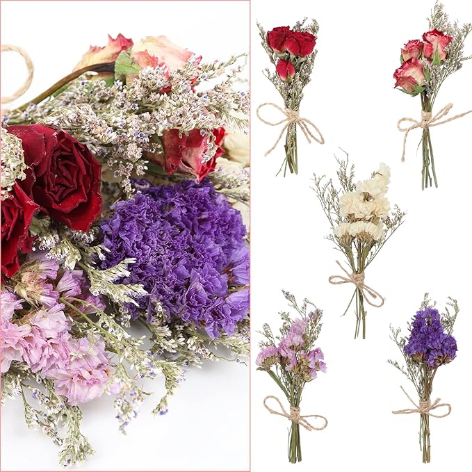 10 Pack Dried Flower Bouquets Mini Dried Flower with Stem Forget Me Not Dried Embossing Natural Flower Bundles Artificial Flower Dried Floral Arrangement for Vase DlY Wedding Decor (Forget Me Not)