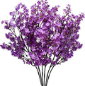 Mandy's Purple Artificial Baby’s Breath European Flowers 6 Bundles Silk Gypsophila with Bendable Stems for Fall Thanksgiving & Christmas Centerpiece Wedding Decor and Table Arrangements