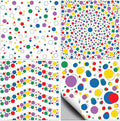 CHGCRAFT 36 Pcs 4 Style Wall Stickers Polka Dots Peel and Stick Wall Tile Sticker Colorful Wave Dot Pattern Waterproof Self Adhesive Stick on Tile Decals for Kitchen Bathroom Art Decor, 4×4 Inch