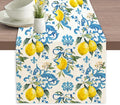 Lemon Flower Table Runner Dresser Scarves Seasonal Linen Tablerunner for Indoor Outdoor Kitchen Home Party Holiday Dining Table Decor 13 X 70 Inch