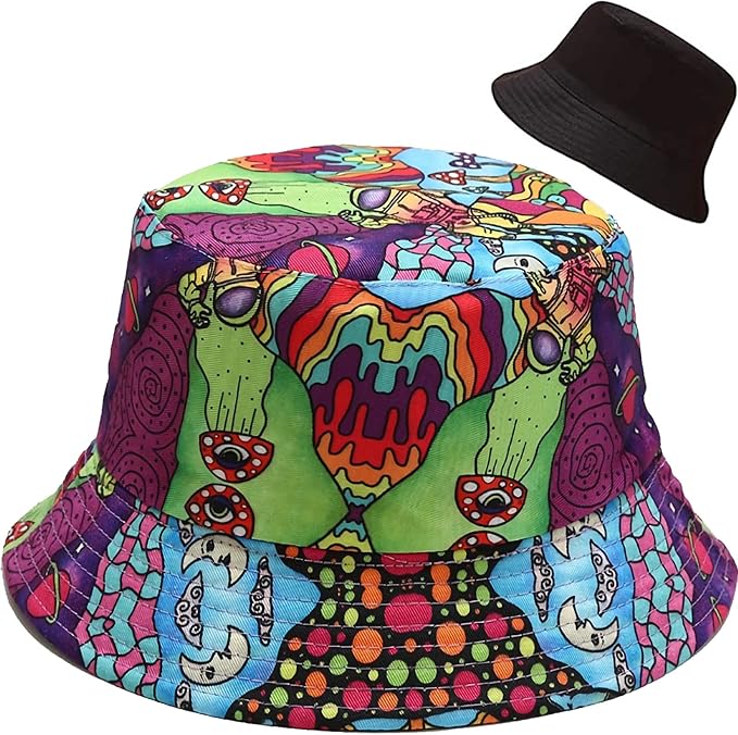 XYIYI Cute Bucket Hat Beach Fisherman Hats for Women, Reversible Double-Side-Wear