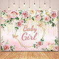 Pink Floral Baby Girl Baby Shower Backdrop Banner Party Decorations,Blush Rose Flower Its Girl Backdrops Banner Photography Background for Princess Baby Shower Party Photo Booth Supplies 7x5ft