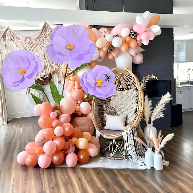 5.8 Ft Giant Artificial Flowers,Large Paper Flower,Huge Poppy Flowers Decoration for Wedding,Hotel,Office,Window Display and Home Farmhouse Decor(Purple)
