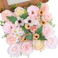 Senseya Artificial Flowers Combo, Blush Pink Silk Roses, Peonies, Dahlias with Stems for DIY Wedding Bouquets, Baby Shower, Table Centerpieces, Home Decor, Fake Floral Arrangements, Party Decorations
