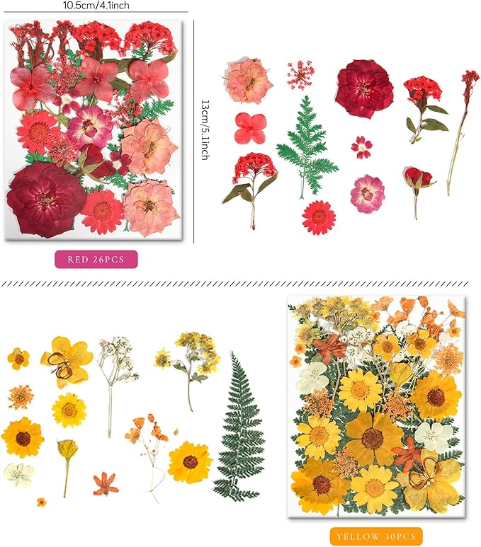 110+PCS Pressed Flowers for Resin molds Real Dried Flower Leaves for Resin Jewelry Making Dry Flowers for Scrapbooking Crafts DIY Soap Candles Making Nails Décor (Colorful-B)