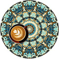 Mandala Round Placemat Set of 6 Elegant Linen Table Mats for Dining, Heat Resistant, Stain Resistant Perfect for Dinner Parties, Restaurants, and Everyday Use
