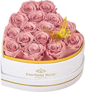 Eterfield 16 Forever Flowers in Heart Shape Box, Preserved Roses That Last a Year Preserved Flowers Birthday Gifts for Her Mom Women Wife Anniversary Valentines Day Mothers Day Christmas, Dusty Pink