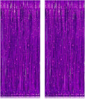 2 Pack 3.2ft x 8.2ft Purple Metallic Tinsel Foil Fringe Curtains, Large Photo Booth Backdrop Streamer Curtain for Party Door Wall Curtains Wedding Bachelorette Birthday Christmas New Year Decorations
