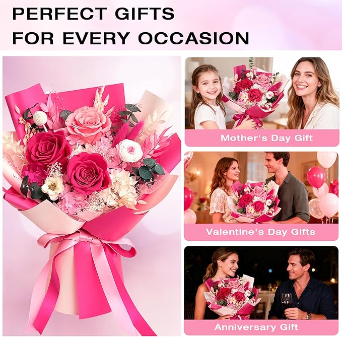 Vrioca Flowers for Delivery, Preserved Flowers Bouquets, Birthday Gifts for Women Mom