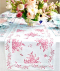 Solino Home Pink Floral Print Table Runner 108 Inches Long - 100% Pure Linen Table Runner 14 x 108 Inch - Handcrafted and Machine Washable - Jolie Fleur Print
