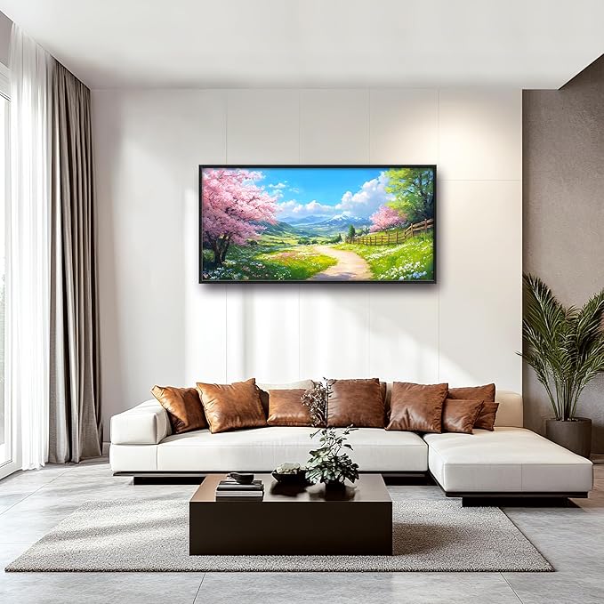 Mountain Trees Large Wall Art Framed Nature Scenery Wall Decor for Living Room Country Road Pictures Oversized Canvas Print Painting Modern Extra Large Framed Artwork for Bedroom Office 60"x30"