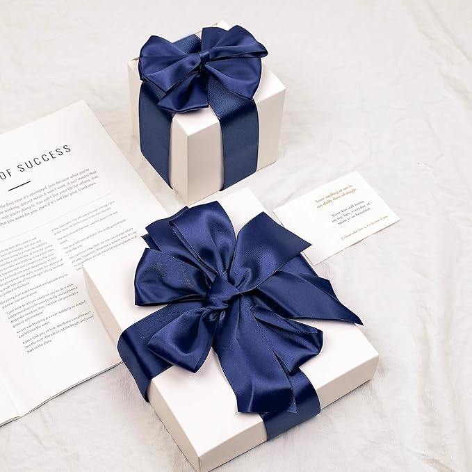 Navy Blue Satin Ribbon, Double Faced 2 Inch X 25 Yards Navy Blue Ribbon, Premium Satin Ribbon for Gift Wrapping, Crafts, Hair Bow Making, Sewing, Flower Bouquet, Wedding Party Decor