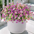 Artificial Fake Plants Flowers for Outdoor Fall Decor, 12 Bundles Faux Silk Mums for Planter Pot Colorful UV Resistant Look Real for Front Door Porch Patio Outside Yard(Purple Pink)