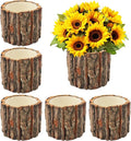 6 Pcs Wooden Vases for Centerpieces, Wood Flower Vase Rustic Tree Stump Planter Pots for Woodland Party Wedding Window Home Farmhouse Christmas Table Decor