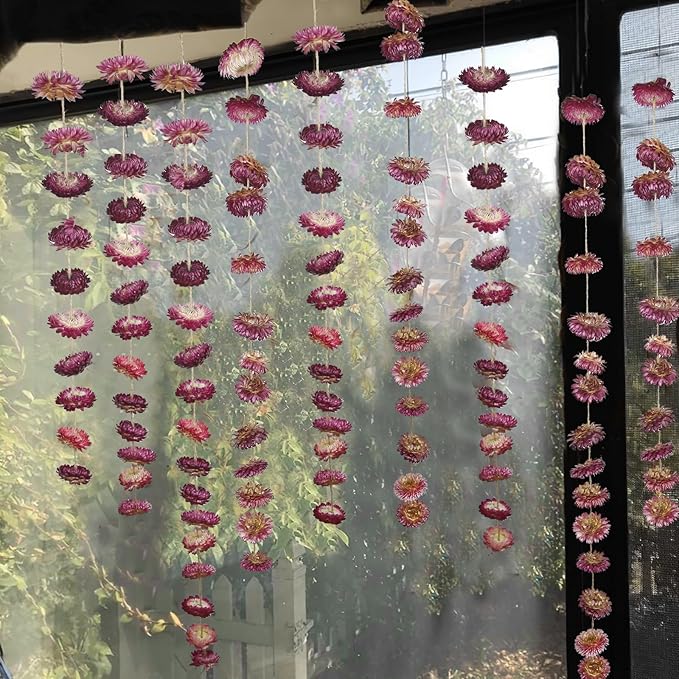 Dried Flowers Garland Real Daisy Sunflower Garlands 10.5ft 63 Pcs Natural Dried Daisy Flowers Heads Gerbera Daisies Dry Flower Arrangements for Wedding Boho Decor Home Party Wall Hanging