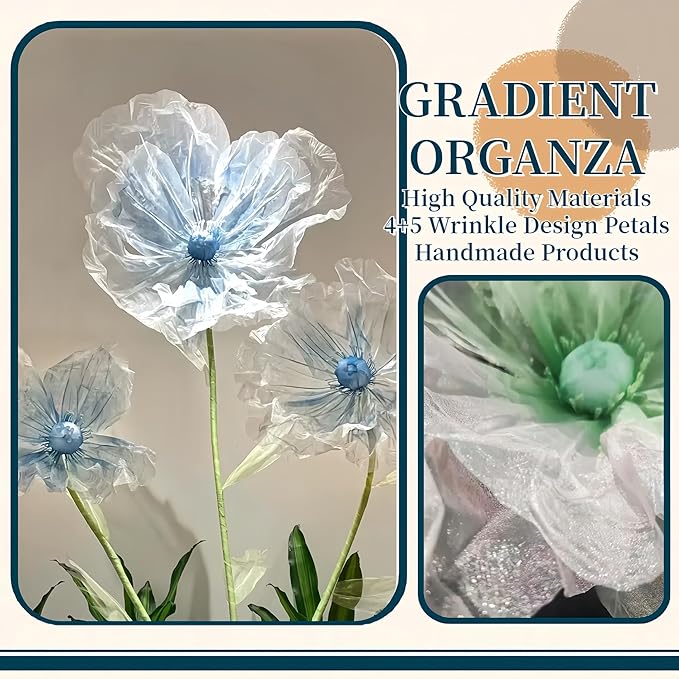 Giant Flower for Decoration, 70.87 inch Handmade Adjustable Artificial Organza Floral Decor for Wedding Birthday Baby Shower Christmas Party Backdrop Home Office Hotel Shop Window Display Props