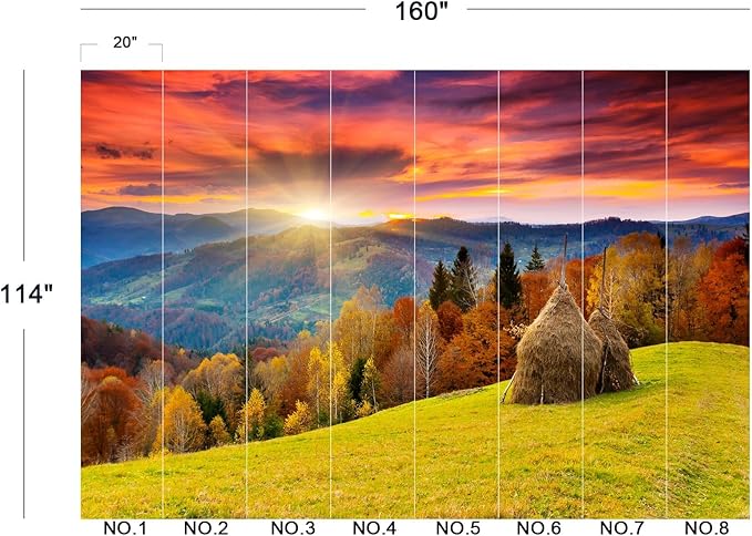Cliouar-The Mountain Autumn Landscape with Colorful Forest Peel and Stick 160" x 114"