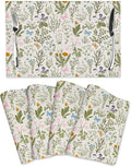 Vintage Wildflowers Placemats Set of 4, Herbs Plants Dining Table Mats, Washable Cute Botanic Spring Summer Sage Green Place Mats for Kitchen Dinner Parties Decor12 x18