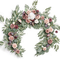Ling's moment Pink Flower Garland - 6FT Eucalyptus & Rose - Sweetheart Table Decor for Wedding Reception, Artificial Floral Garland for Mantle, Christmas Decoration, Dusty Rose & Mauve