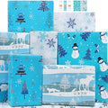 Boy Christmas Wrapping Paper Folded Sheets,Blue White Winter Xmas Wrapping Paper Christmas Paper Set for Boys Teen Men Kids Children,Papel de Regalo Navidad 4 Style Snowflake Deer Snoman Gift Wrap Holiday Gift Wrapper Paper with Gift Tag Ribbion for Ne...