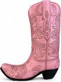 Top Brass Pink Cowboy Boot Vase – Tooled Leather Look Western Decor for Flowers/Stand Alone Accent – Resin Cowgirl Planter with Intricate Design & Protective Pads – Rustic Country Home Art, 10” Tall