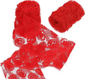 uxcell 2PCS Lace Trim Ribbon, 2.36 inch - 1 Yard 3D Rose Floral Embroidery Ribbons Edge Trimming for Sewing, Wedding Dress, DIY Crafts, Decoration Accessories, Light Red