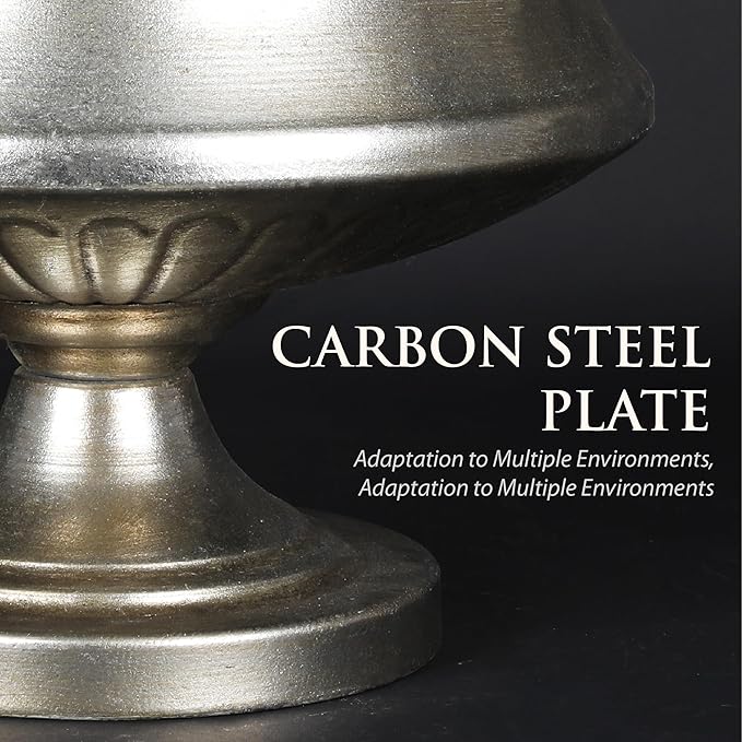Worth 8" H. Silver Color Urn Vase for Centerpieces, 11.8" Dia. Metal Trumpet Small Flower Pots for Table, Bowl Vase for Wedding Party Event Home Decor