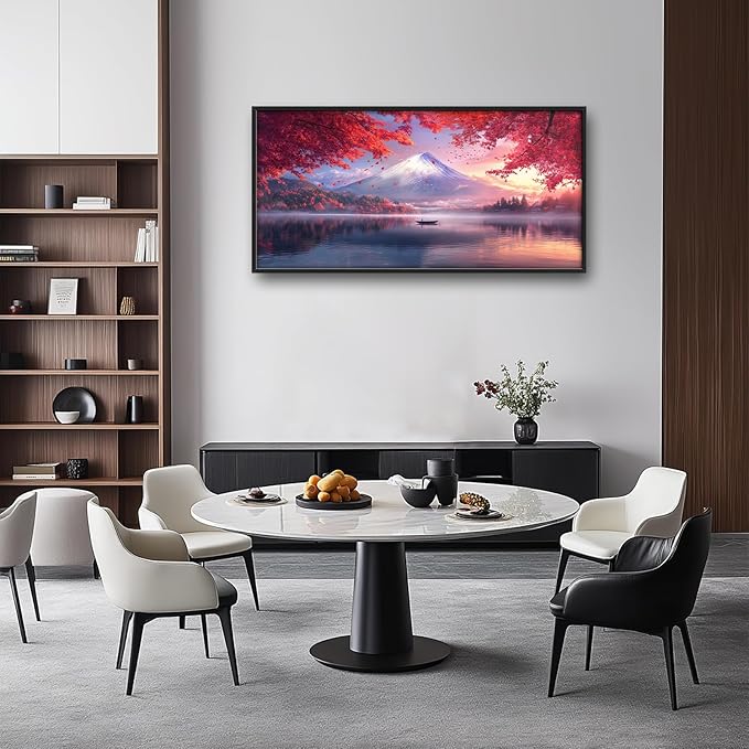 Mount fuji Wall Art Japanese Nature Large Wall Decor Mountain Lake Painting Asian Landscape Big Pictures Scenic Canvas Prints Framed Artwork Home Decorations for Bedroom Living Room office 60"x30"