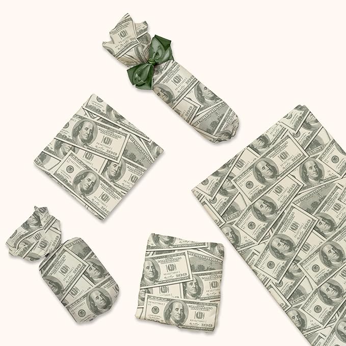 Money Printed Tissue Paper for Birthday Party Gift Bags or Boxes and Wrapping - Bulk Decorative Art Tissue Paper for Packaging and Gifting | 24 Sheets 20" x 30"