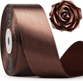 1-1/2 Inch Wide Brown Satin Ribbon, 50 Yards Solid Polyester Fabric Ribbon for Roses Making, Gift Wrapping, Christmas, Wedding Decorations, Crafts, Bows