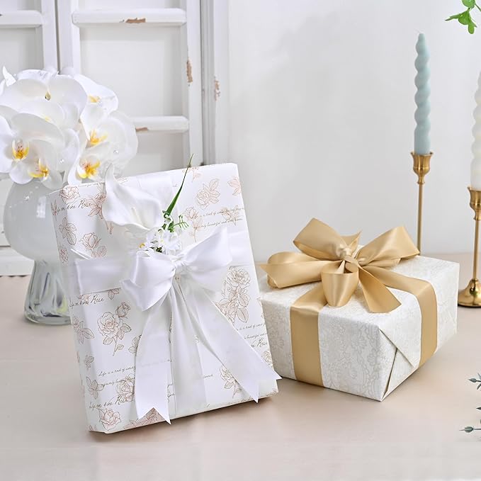 Double Face Satin Ribbon 1-1/2" X 50 Yards Polyester Off White Ribbon for Gift Wrapping Very Suitable for Weddings Party Invitation Decorations and More