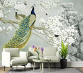 Eierme-Flower Pattern Peacock Illustration Wallpaper Mural Wallpaper Peel and Stick 160" x 114"