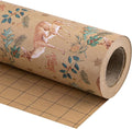 WRAPAHOLIC 30 Inch Kraft Christmas Wrapping Paper - 30 Inch x 33 Feet - Reindeer Wrapping Paper with Holly Design for Christmas, Holiday, Party Celebration