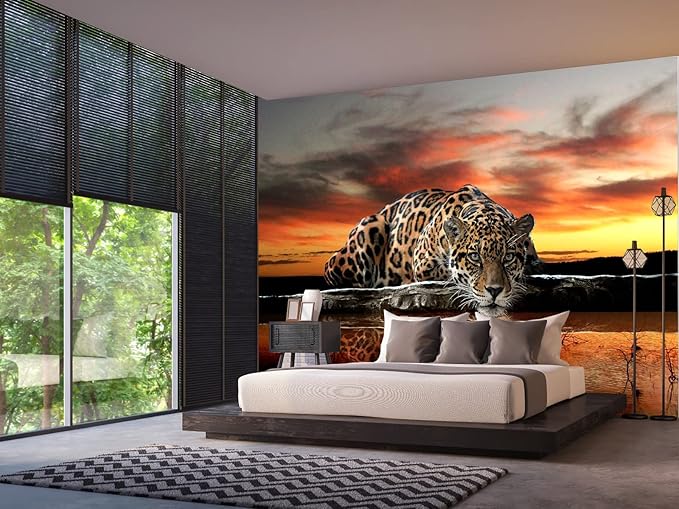Clouar - Animal Leopard 3D Wallpaper Mural 158" x 110"(Not Self-Adhesive)