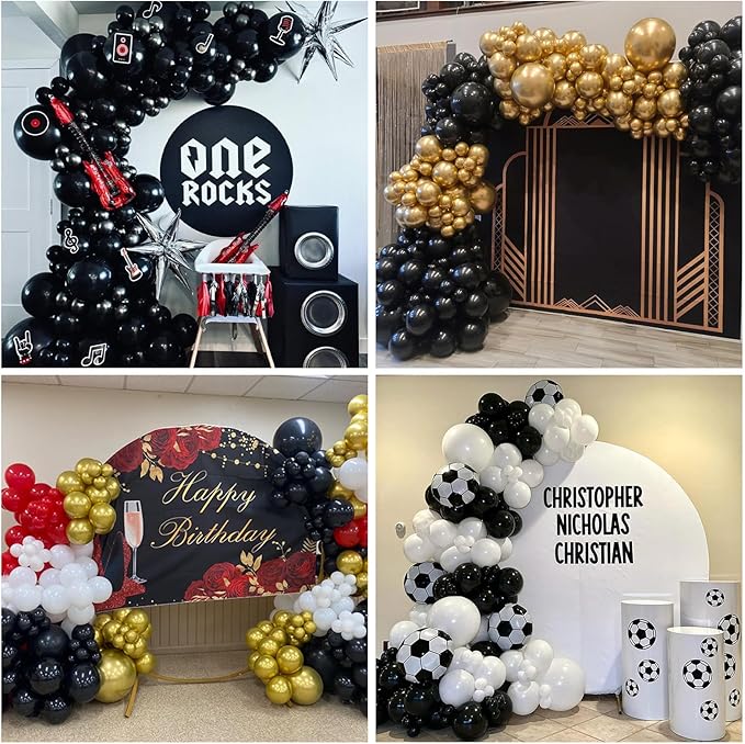 Togvu Black Balloons Different Sizes, 123 Packs Matte Black Balloons, Pack of 18 12 10 5 Inch Black Balloons Garland Arch Kit for Birthday Graduation Halloween Anniversary Party Decorations