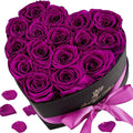 Forever Flowers, 16 Purple Preserved Rose in Heart Shape Box for Delivery Prime,Gifts for Women Grandma Wife Sisiter, Eternal Rose Box Rose Gifts for Mom Birthday