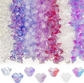 LadayPoa 350pcs Glass Bellflower Beads for Jewelry Making Trumpet Flower Beads Gradient Clear Cute Bead for Bracelets Making Aesthetic Bead Charms for DIY Necklace Decoration-Purple Series